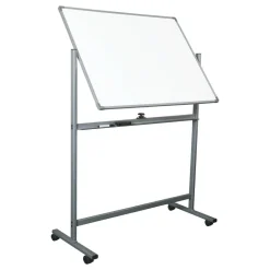 WorkPro Double-Sided Mobile Magnetic Dry-Erase Whiteboard Easel, 36" x 48", Aluminum Frame With Silver Finish