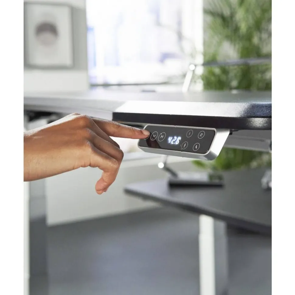 WorkPro Electric 60"W Height-Adjustable Standing Desk with Wireless Charging, Black