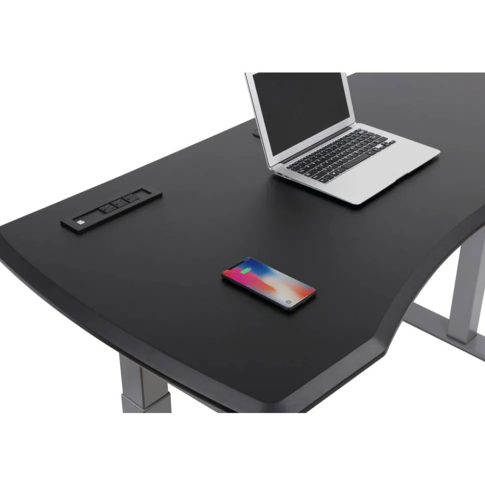 WorkPro Electric 60"W Height-Adjustable Standing Desk with Wireless Charging, Black