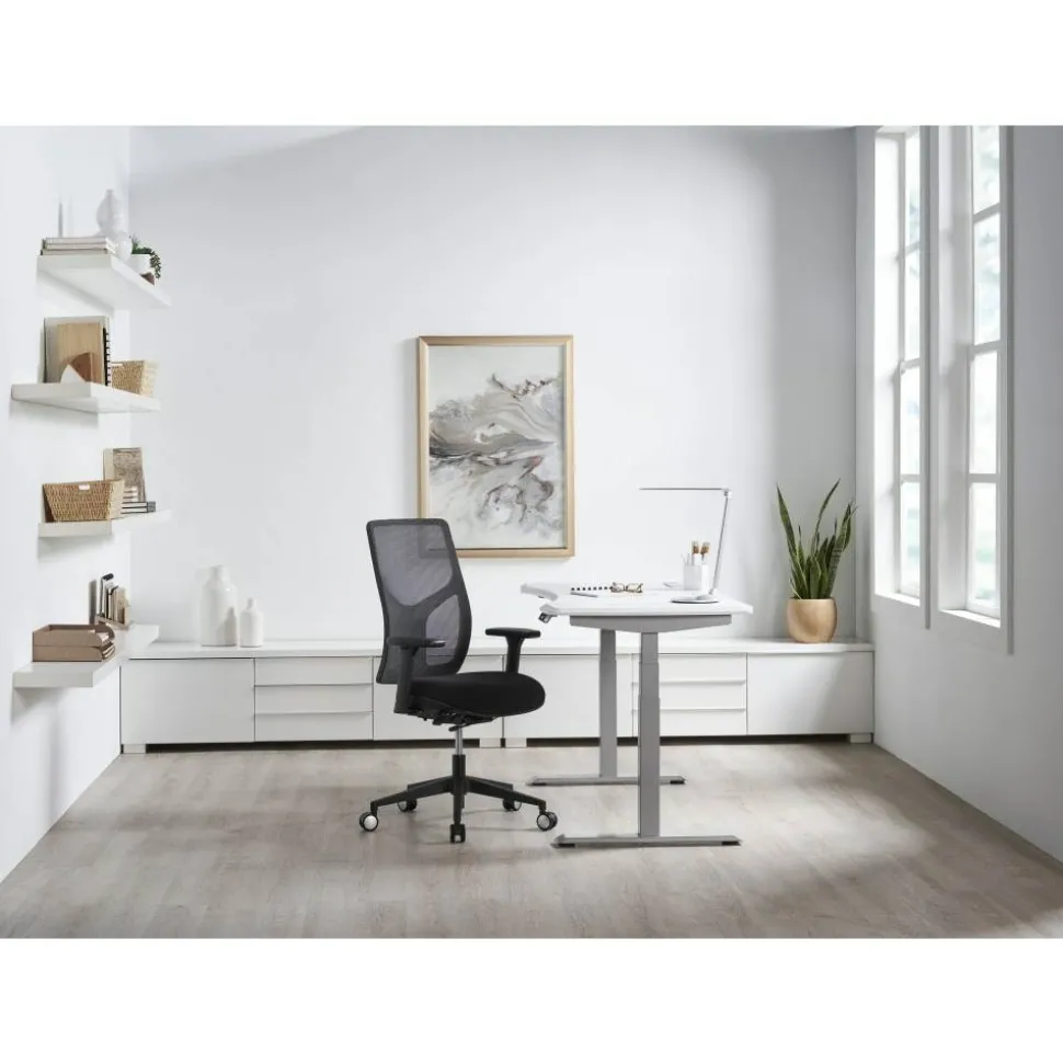 WorkPro Electric 60"W Height-Adjustable Standing Desk with Wireless Charging, White