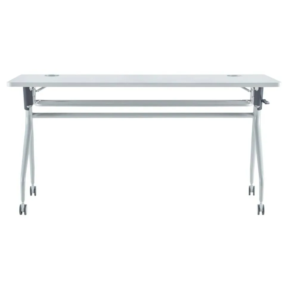 WorkPro AnyPlace Flip-Top Nesting Training Table, 29-1/2"H x 60"W x 24"D, Light Gray/Silver