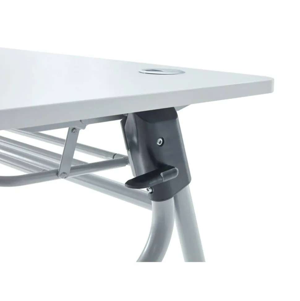 WorkPro AnyPlace Flip-Top Nesting Training Table, 29-1/2"H x 60"W x 24"D, Light Gray/Silver
