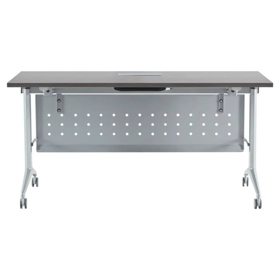 WorkPro AnyPlace Flip-Top Nesting Training Table With Modesty Panel, 60"W x 29-1/2"H x 24"D, Gray/Silver
