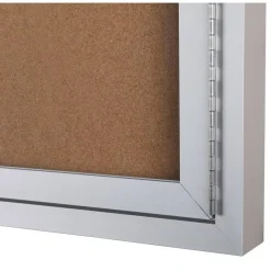 WorkPro Enclosed Double-Door Cork Bulletin Board, 36" x 48", Aluminum Frame With Silver Finish