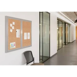 WorkPro Enclosed Double-Door Cork Bulletin Board, 36