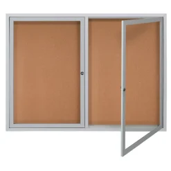 WorkPro Enclosed Double-Door Cork Bulletin Board, 36