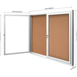 WorkPro Enclosed Double-Door Cork Bulletin Board, 36