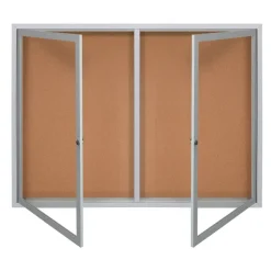 WorkPro Enclosed Double-Door Cork Bulletin Board, 36