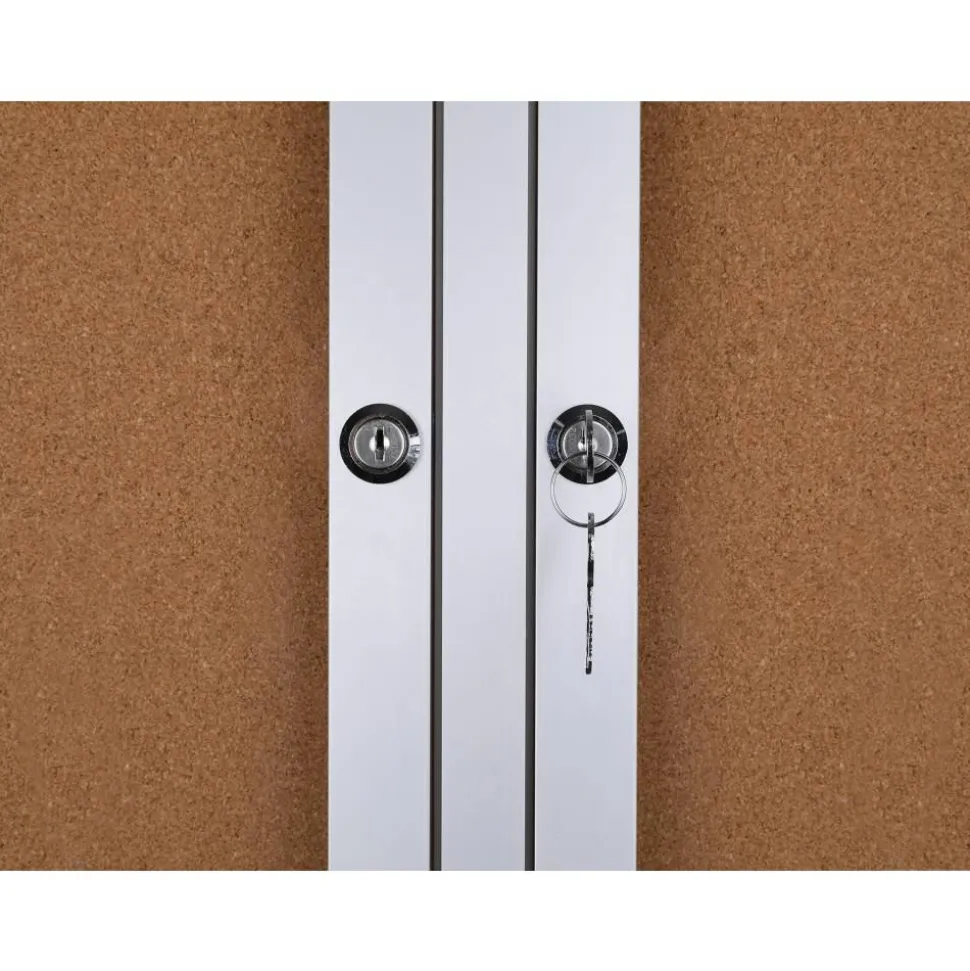 WorkPro Enclosed Double-Door Cork Bulletin Board, 36" x 48", Aluminum Frame With Silver Finish