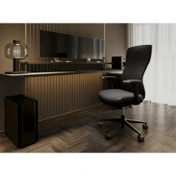 WorkPro Fortimo Ergonomic Mesh/Vegan Leather High-Back Executive Chair, Black/Black, BIFMA Compliant