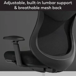 WorkPro Fortimo Ergonomic Mesh/Vegan Leather High-Back Executive Chair, Black/Black, BIFMA Compliant