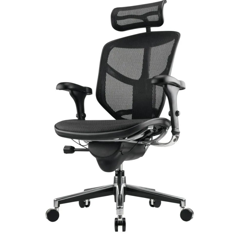 WorkPro Quantum 9000 Series Ergonomic Mesh Adjustable-Back Office Chair With Headrest, Black, BIFMA Compliant