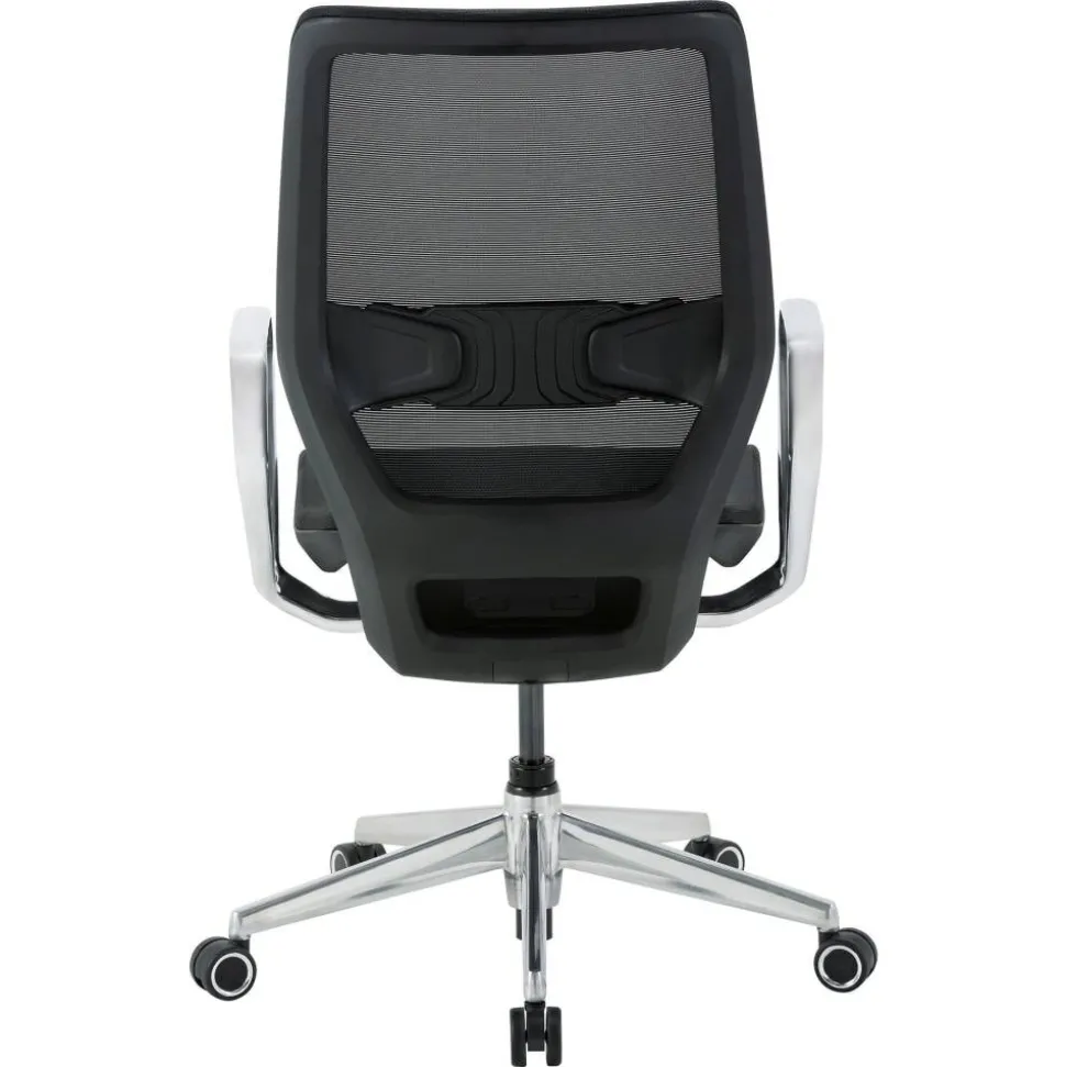 WorkPro Sentrix Ergonomic Mesh/Mesh Mid-Back Manager Office Chair, Fixed Arms, Black, BIFMA Compliant