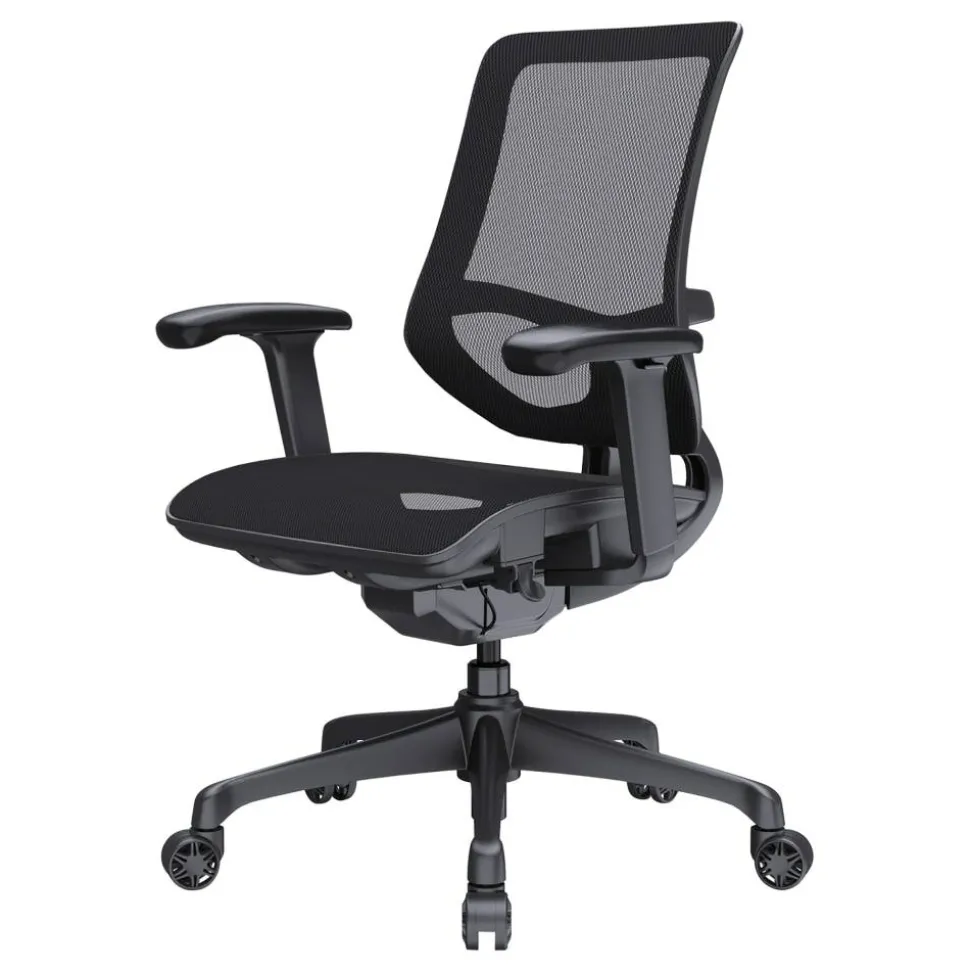 WorkPro 1000 Series Ergonomic Mesh/Mesh Mid-Back Task Office Chair, Black/Black, BIFMA Compliant