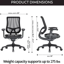 WorkPro 1000 Series Ergonomic Mesh/Mesh Mid-Back Task Office Chair, Black/Black, BIFMA Compliant