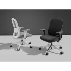 WorkPro Uomo Ergonomic Mesh/Fabric Mid-Back Office Chair, White/Gray, BIFMA Compliant