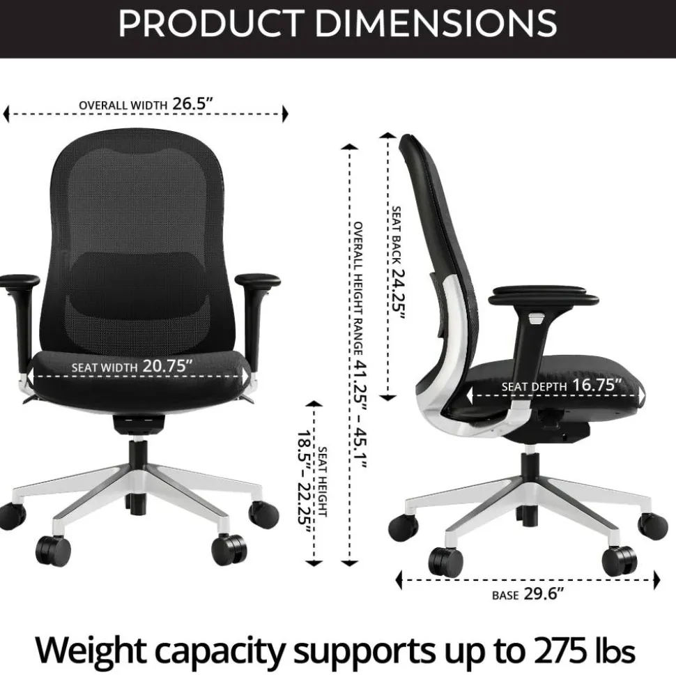 WorkPro Uomo Ergonomic Mesh/Fabric Mid-Back Office Chair, Black/Chrome, BIFMA Compliant