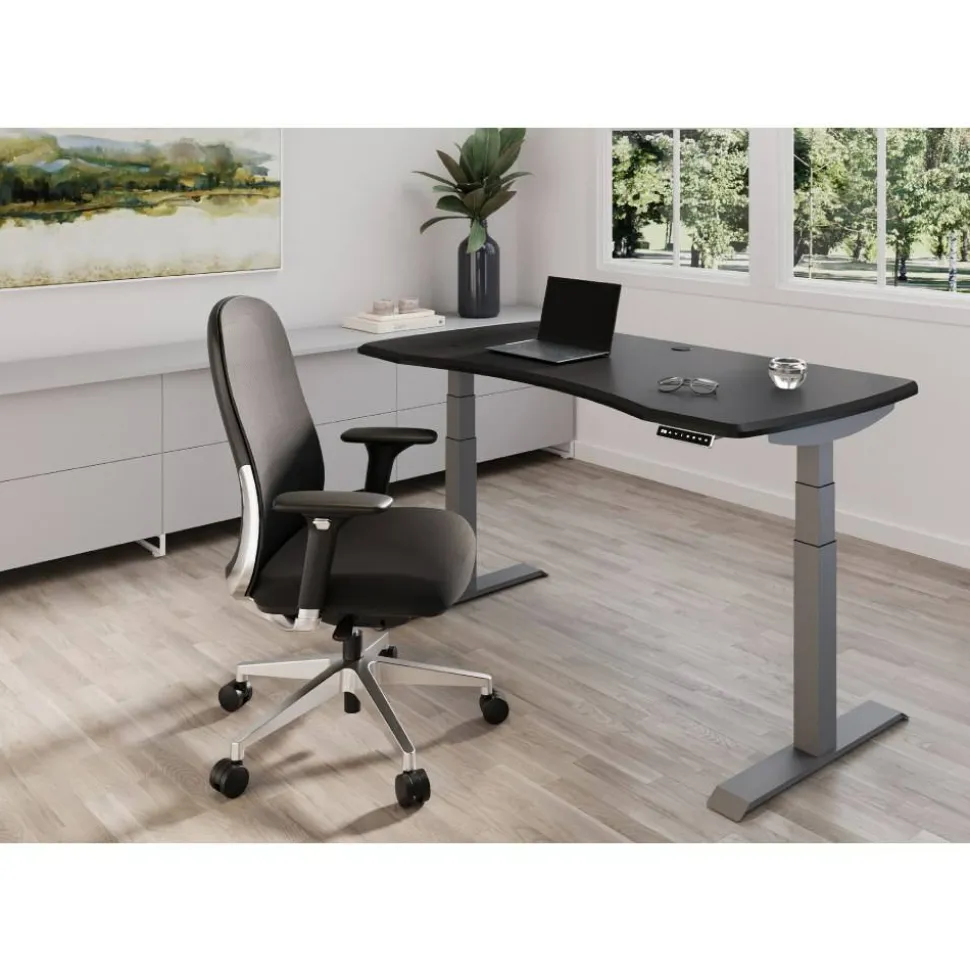 WorkPro Uomo Ergonomic Mesh/Fabric Mid-Back Office Chair, Black/Chrome, BIFMA Compliant