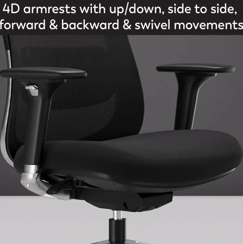 WorkPro Uomo Ergonomic Mesh/Fabric Mid-Back Office Chair, Black/Chrome, BIFMA Compliant