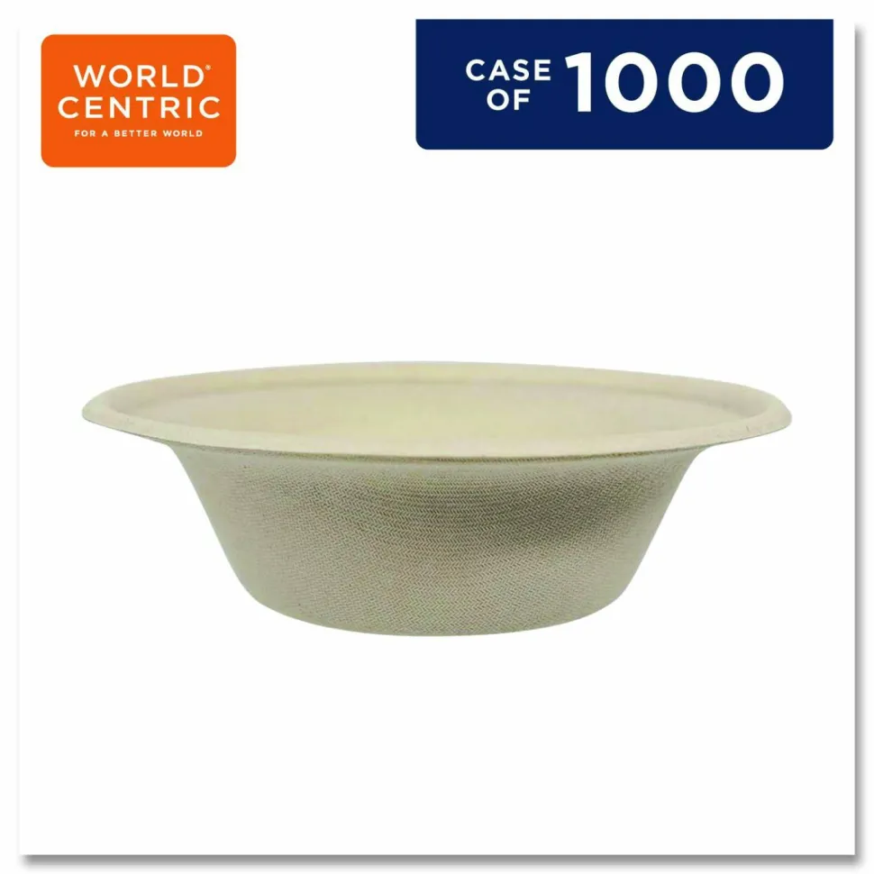 World Centric Fiber Bowls, 11.5 oz, 6 x 6 x 1.7, Natural, Paper, 1,000/Carton