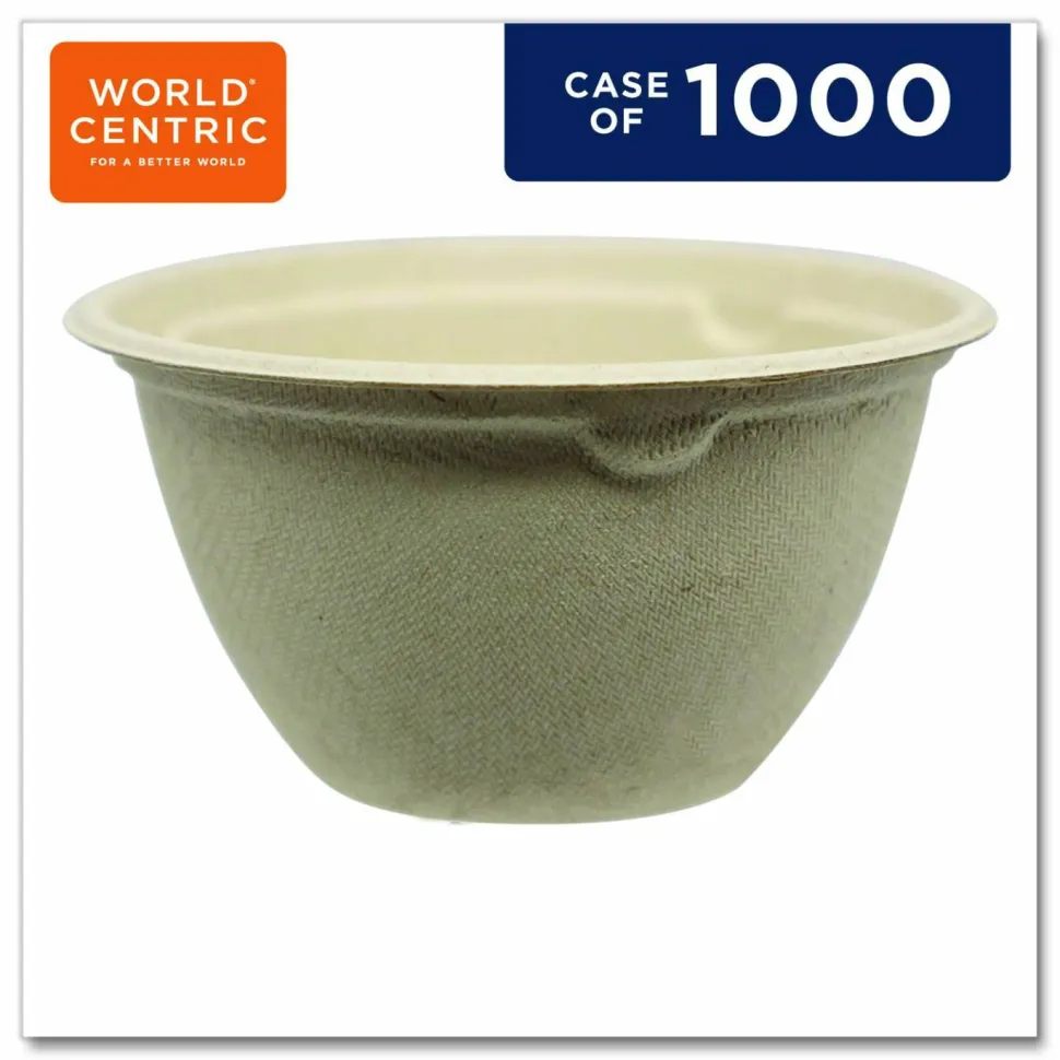 World Centric Fiber Bowls, 6 oz, 3.5 x 3.5 x 2, Natural, Paper, 1,000/Carton