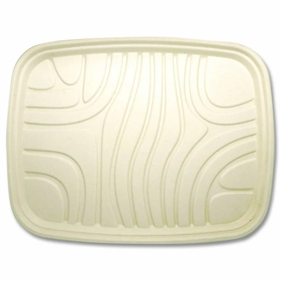 World Centric Fiber Foodservice Trays, PLA Lined, PFAS Free, 18 x 14 x 1, Natural, Paper, 100/Carton