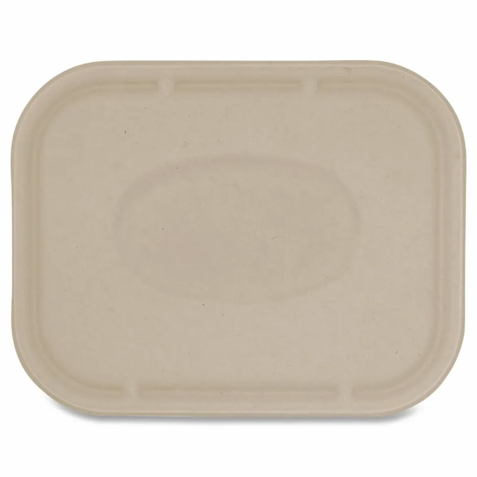 World Centric Fiber Lids for Fiber Containers, 7.8 x 10.1 x 0.5, Natural, Paper, 400/Carton