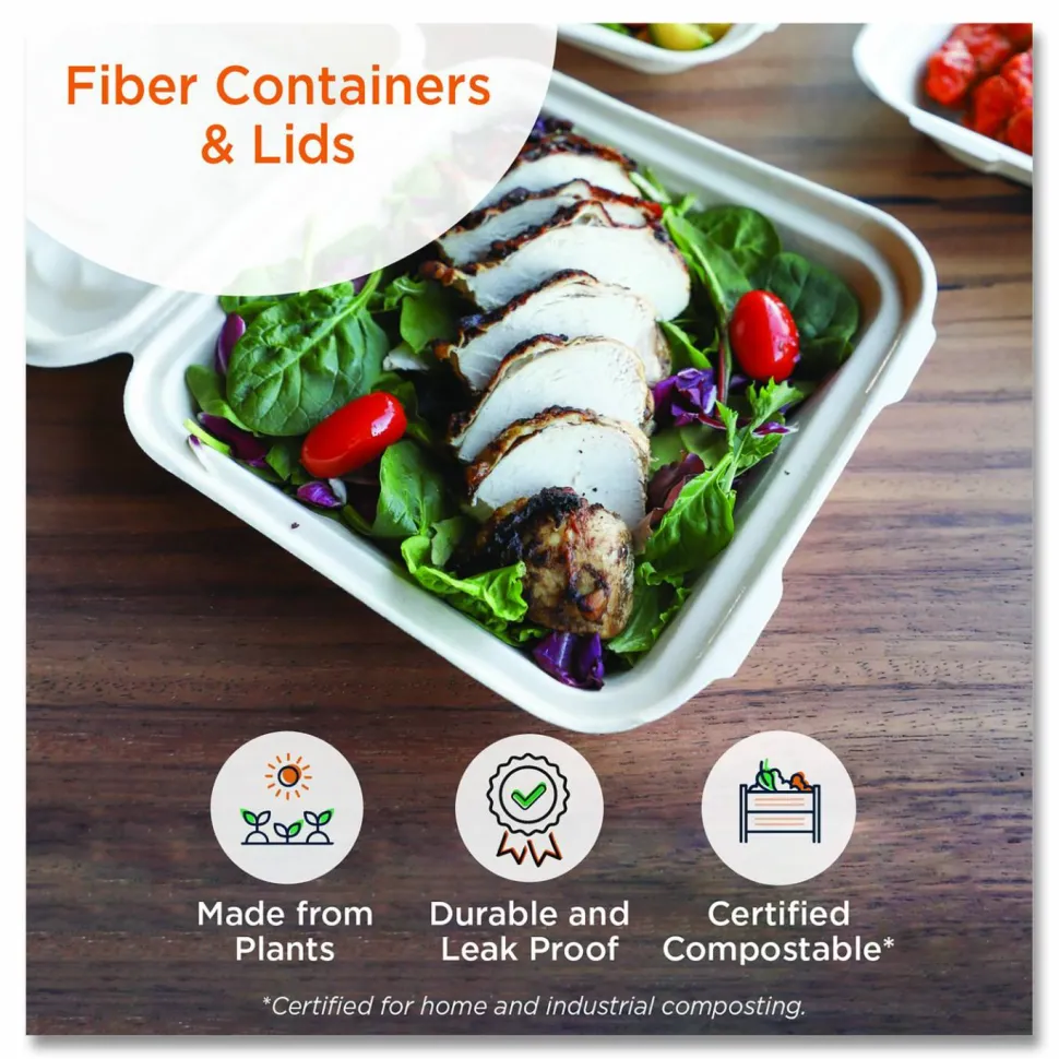 World Centric Fiber Lids for Fiber Containers, 7.8 x 10.1 x 0.5, Natural, Paper, 400/Carton