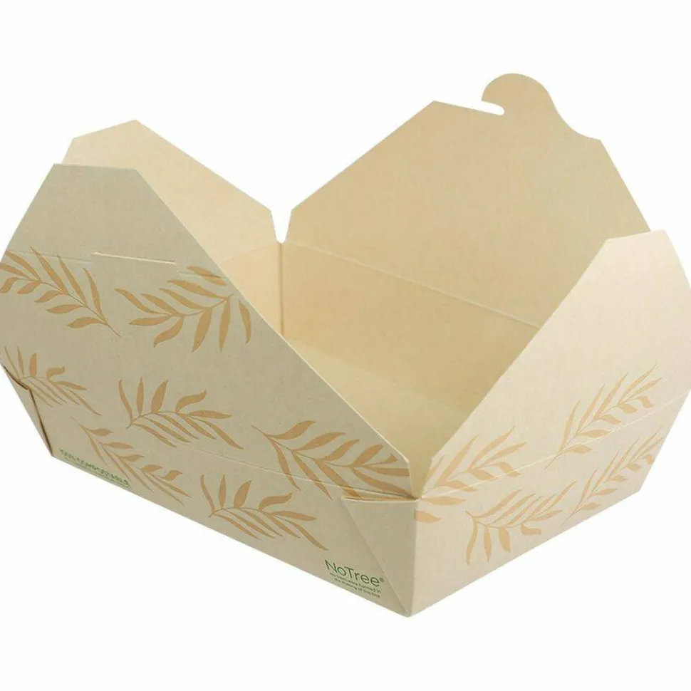 World Centric No Tree Folded Takeout Containers, 50 oz, 6.2 x 8.5 x 1.85, Natural, Sugarcane, 200/Carton