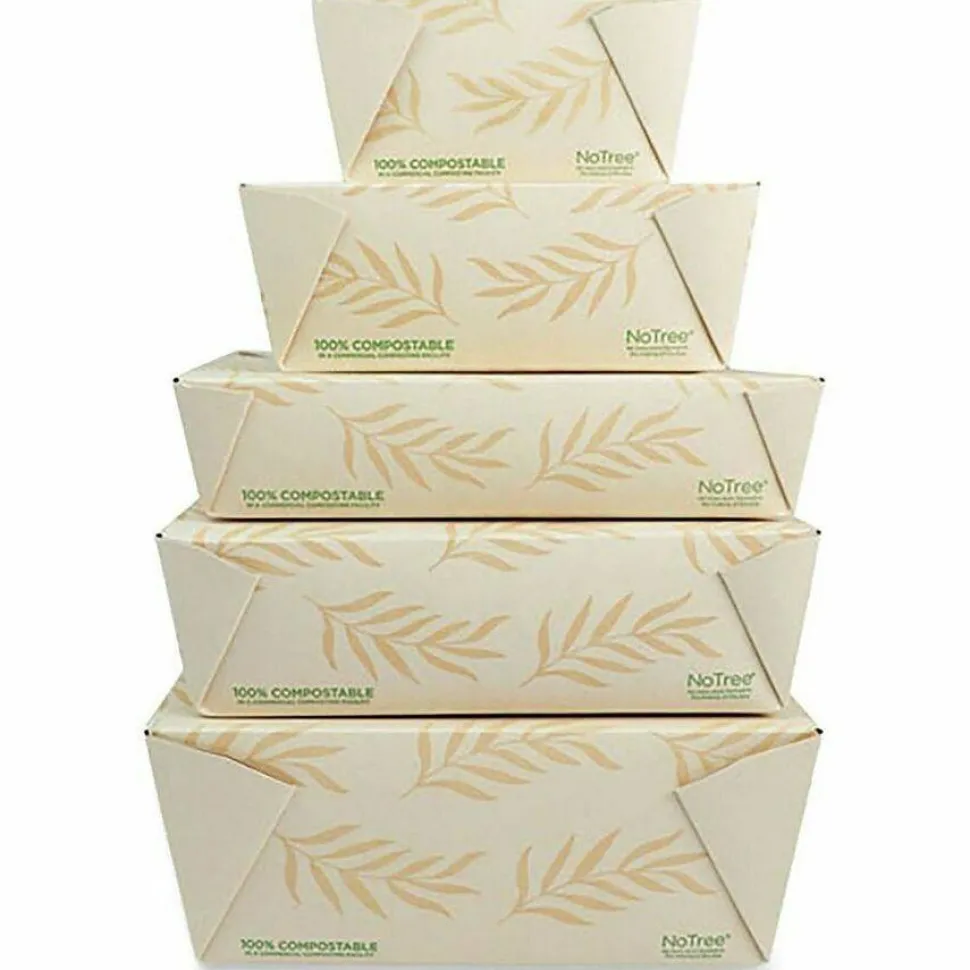 World Centric No Tree Folded Takeout Containers, 50 oz, 6.2 x 8.5 x 1.85, Natural, Sugarcane, 200/Carton