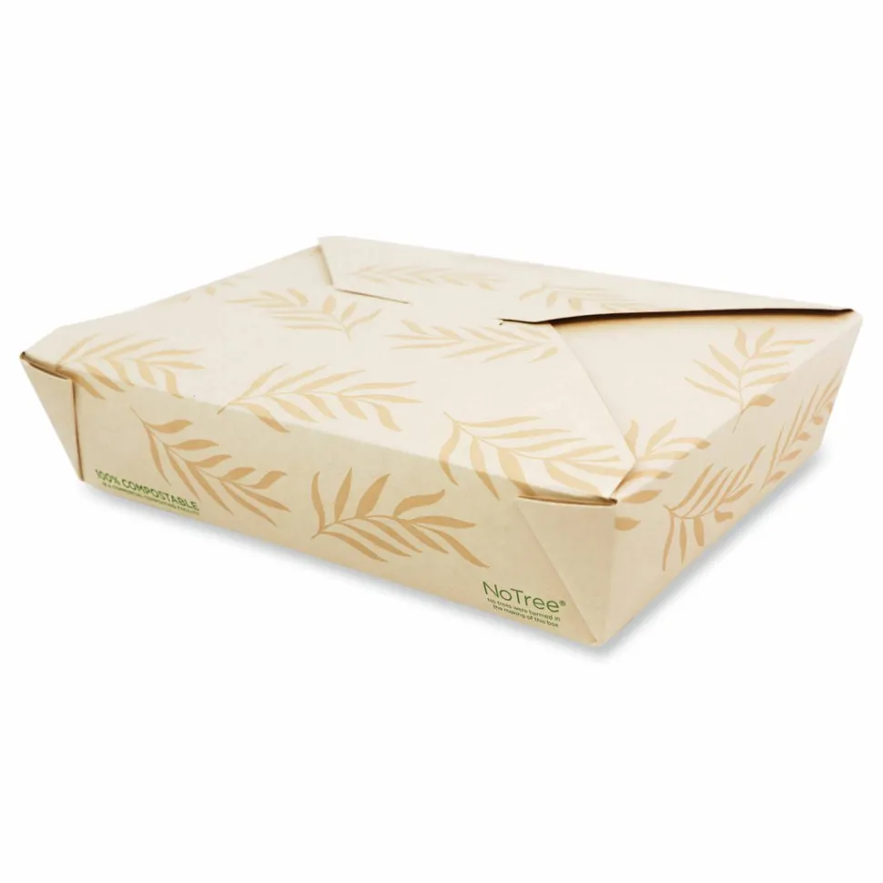 World Centric No Tree Folded Takeout Containers, 50 oz, 6.2 x 8.5 x 1.85, Natural, Sugarcane, 200/Carton