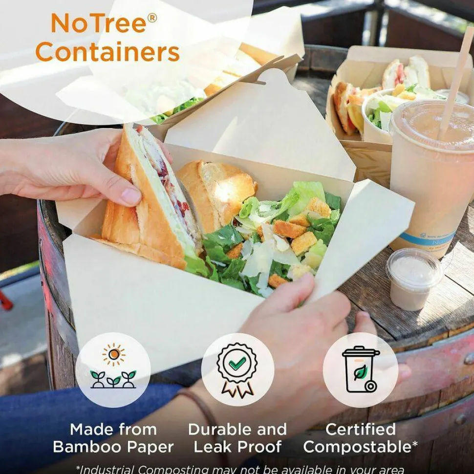 World Centric No Tree Folded Takeout Containers, 50 oz, 6.2 x 8.5 x 1.85, Natural, Sugarcane, 200/Carton