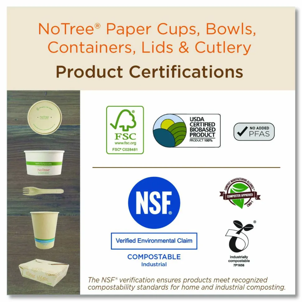 World Centric No Tree Paper Bowls, 32 oz, 4.4" Diameter x 5.8"h, Natural, Sugarcane, 500/Carton