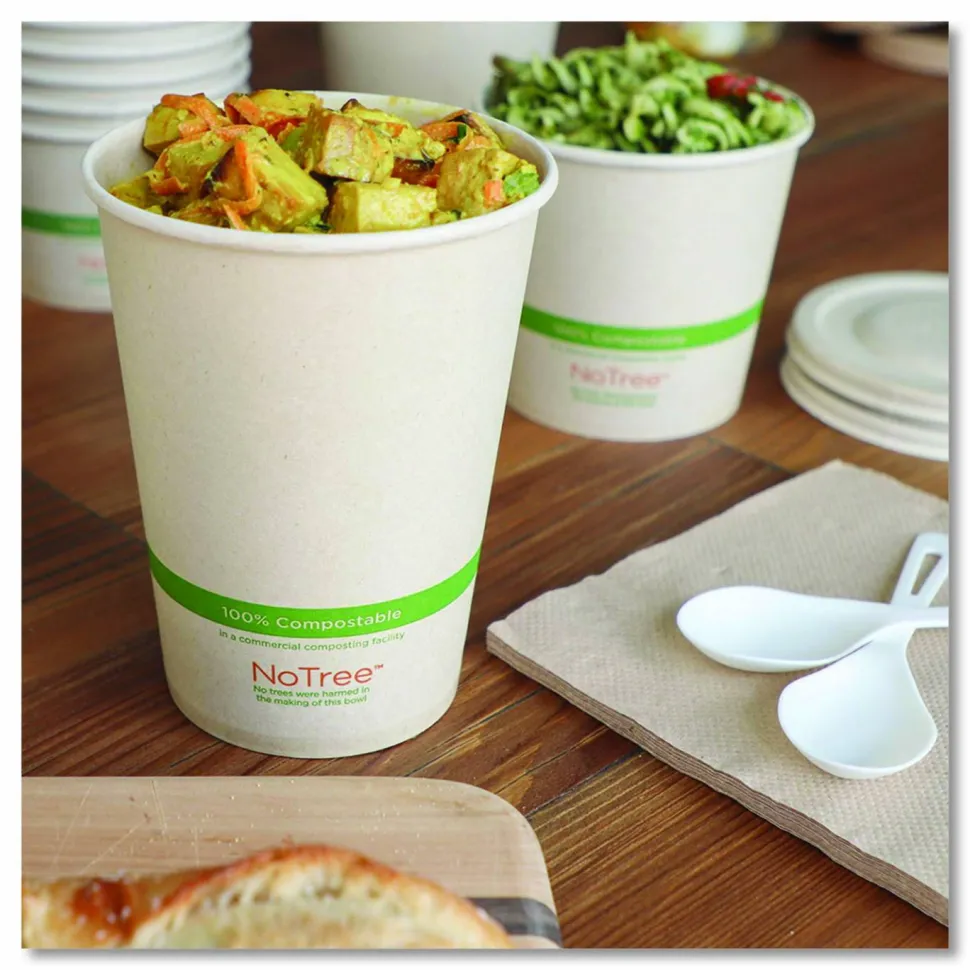 World Centric No Tree Paper Bowls, 32 oz, 4.4" Diameter x 5.8"h, Natural, Sugarcane, 500/Carton