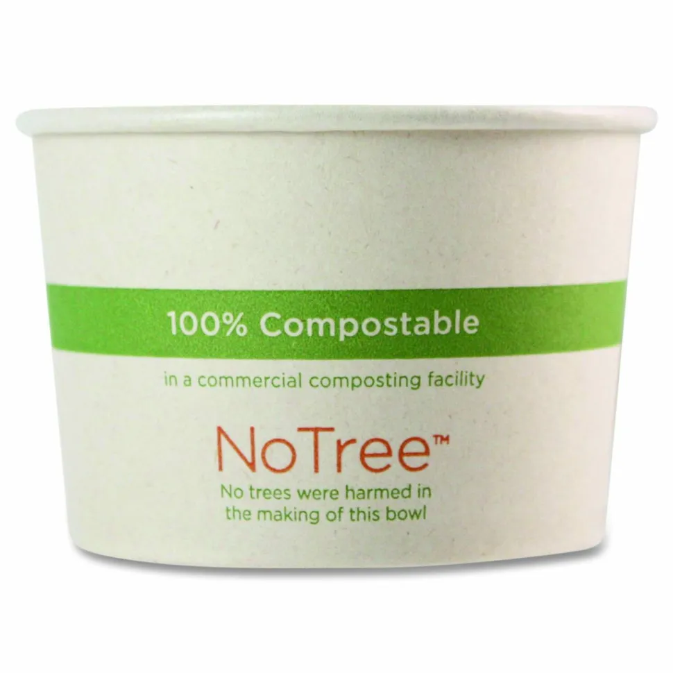 World Centric No Tree Paper Bowls, 8 oz, 3.4" Diameter x 2.3"h, Natural, Sugarcane, 1,000/Carton