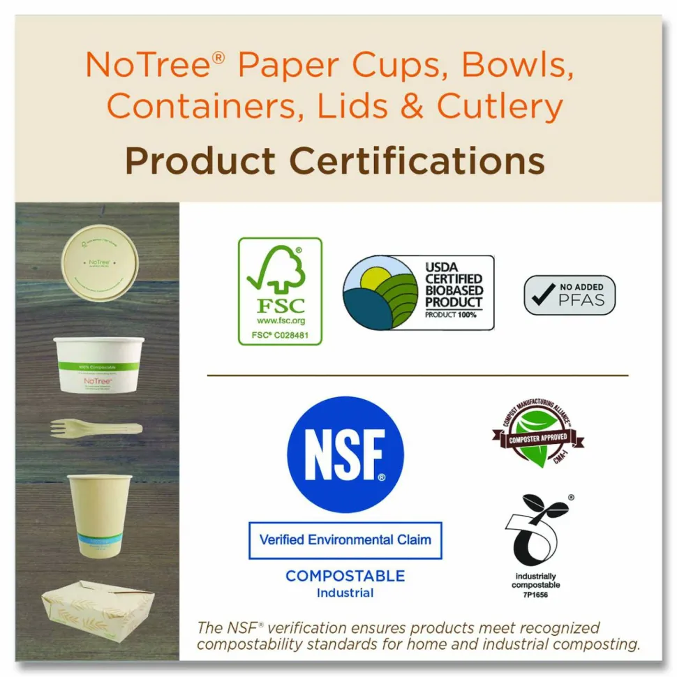 World Centric No Tree Paper Bowls, 8 oz, 3.4" Diameter x 2.3"h, Natural, Sugarcane, 1,000/Carton