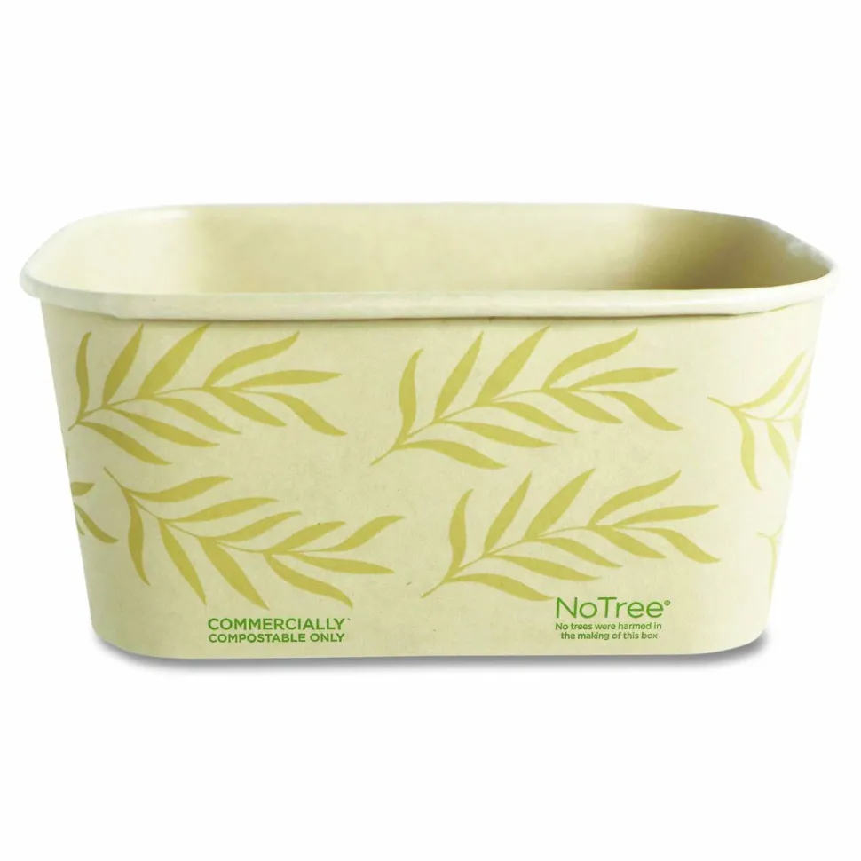 World Centric No Tree Rectangular Containers, 32 oz, 4.7 x 6.8 x 3, Natural, Sugarcane, 300/Carton