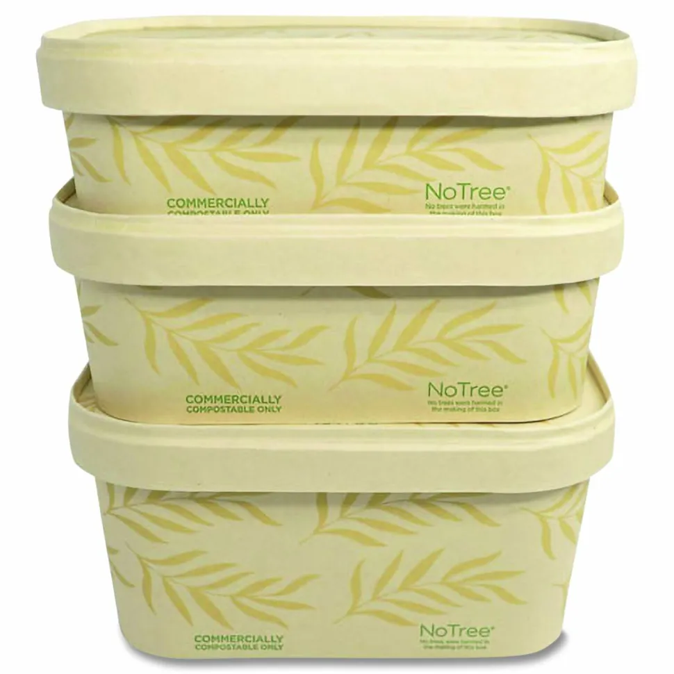 World Centric No Tree Rectangular Containers, 32 oz, 4.7 x 6.8 x 3, Natural, Sugarcane, 300/Carton