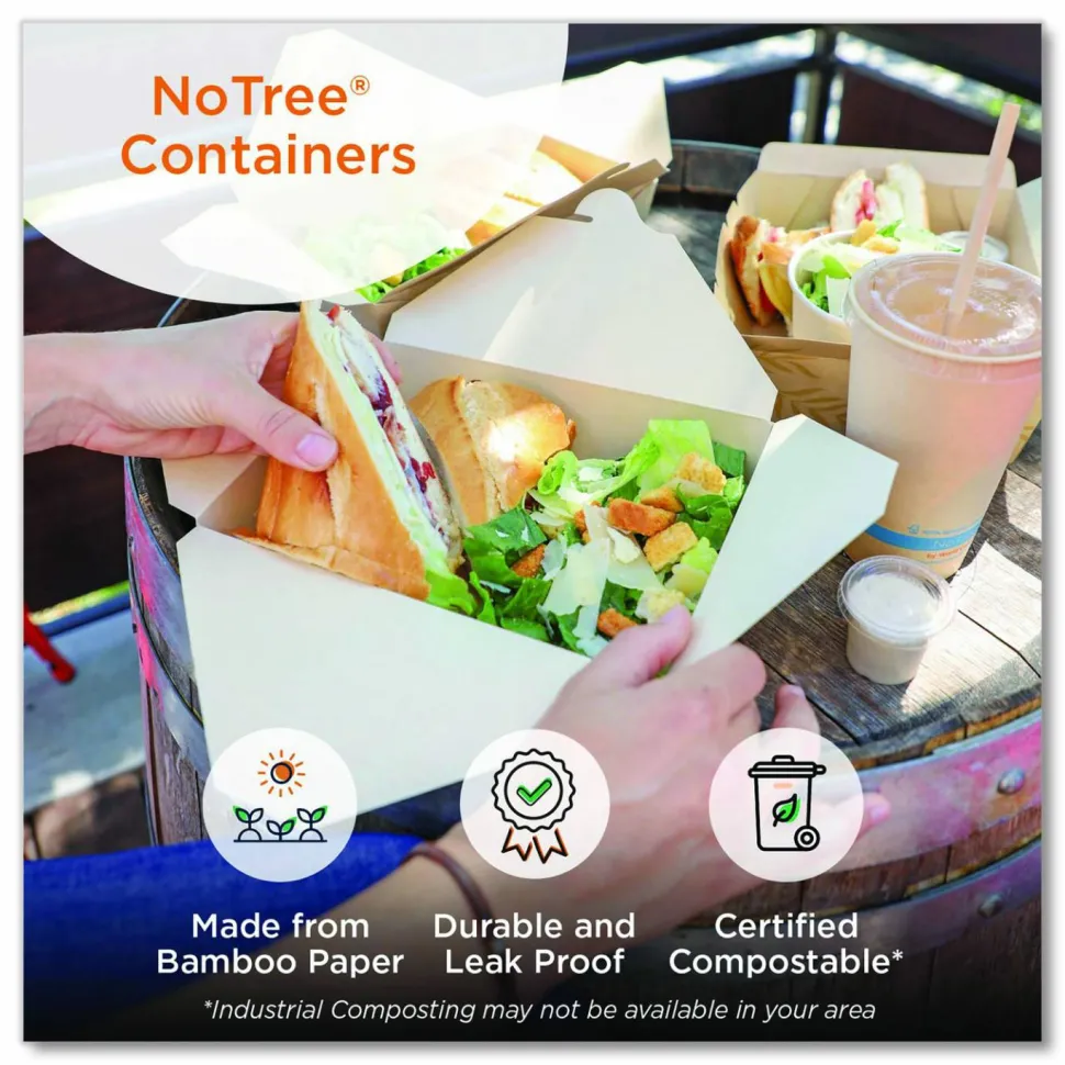 World Centric No Tree Rectangular Containers, 32 oz, 4.7 x 6.8 x 3, Natural, Sugarcane, 300/Carton