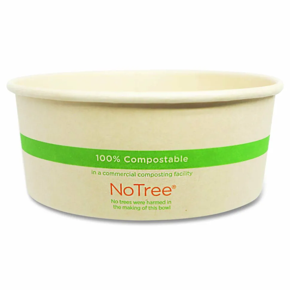 World Centric No Tree Wide Paper Bowls, 24 oz, 5.9" Diameter x 2.4"h, Natural, Sugarcane, 300/Carton