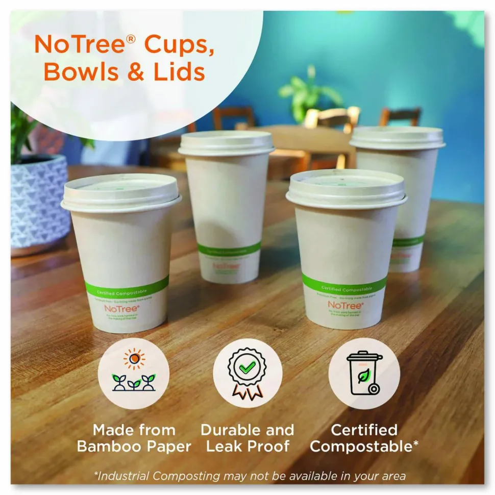 World Centric No Tree Wide Paper Bowls, 32 oz, 5.9" Diameter x 3.1"h, Natural, Sugarcane, 300/Carton