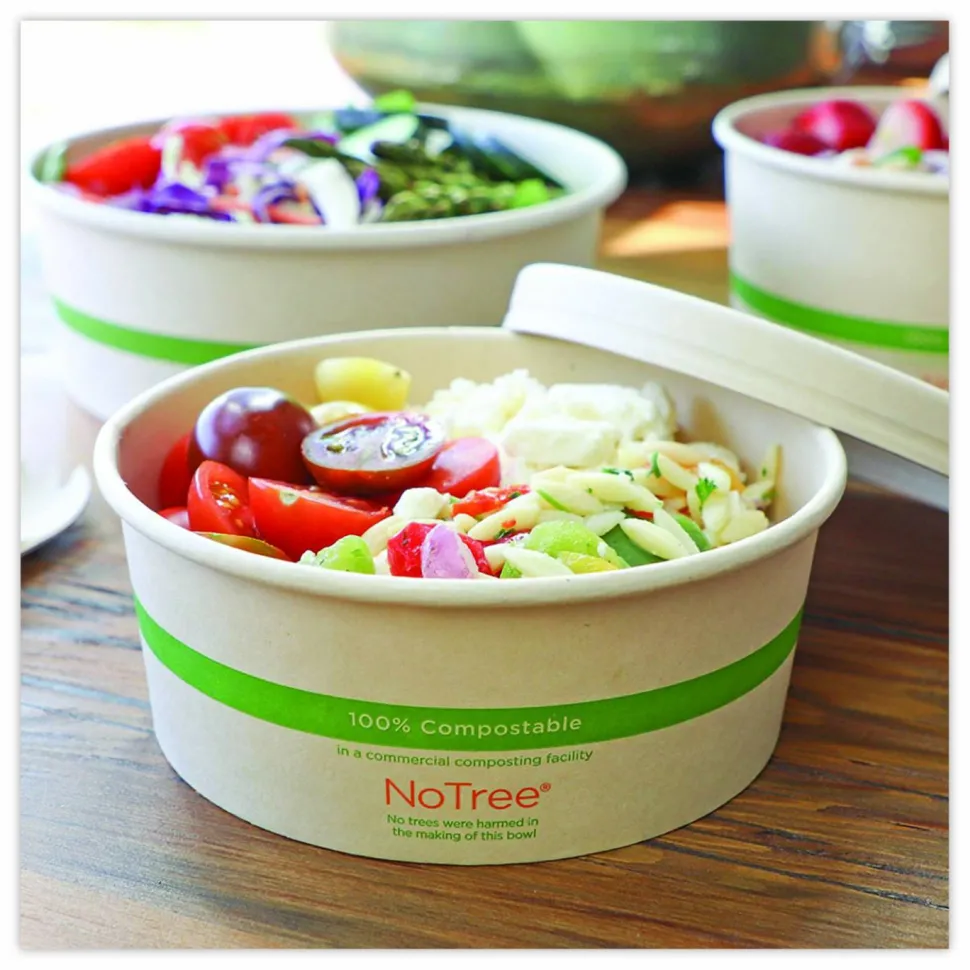 World Centric No Tree Wide Paper Bowls, 32 oz, 5.9" Diameter x 3.1"h, Natural, Sugarcane, 300/Carton
