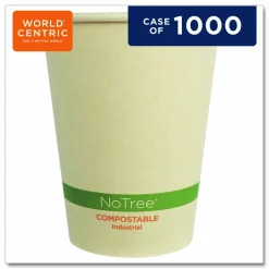 World Centric NoTree Paper Hot Cups, 12 oz, Natural, 1,000/Carton