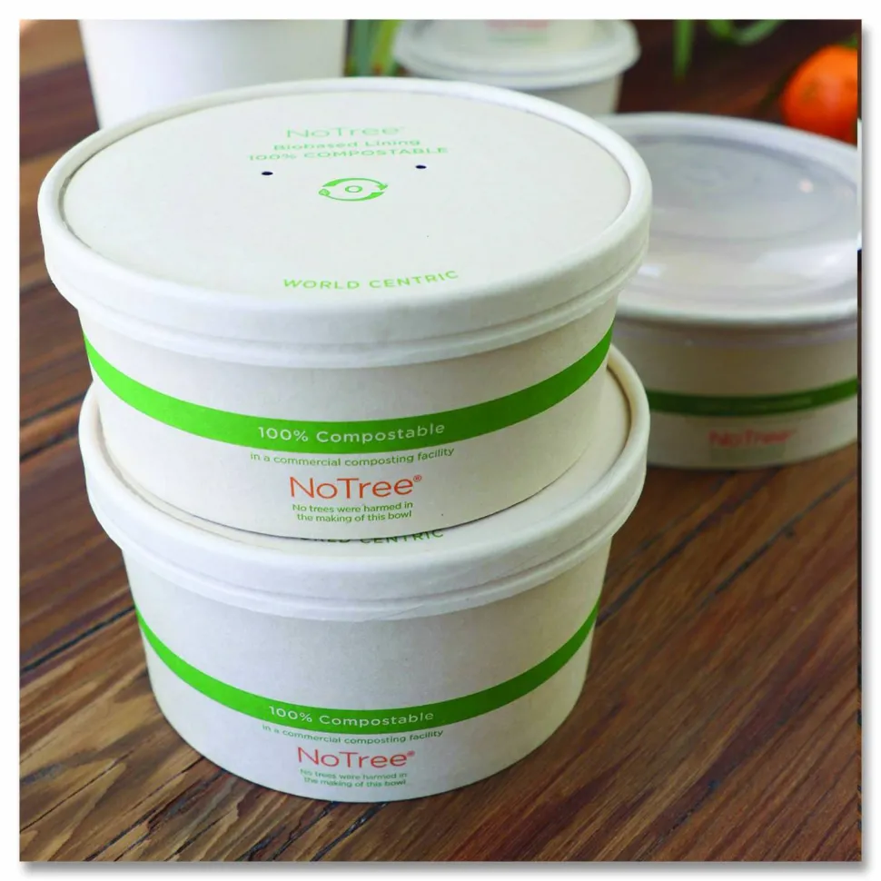 World Centric Paper Lids for Bowls. 5.9" Diameter, Natural, 300/Carton
