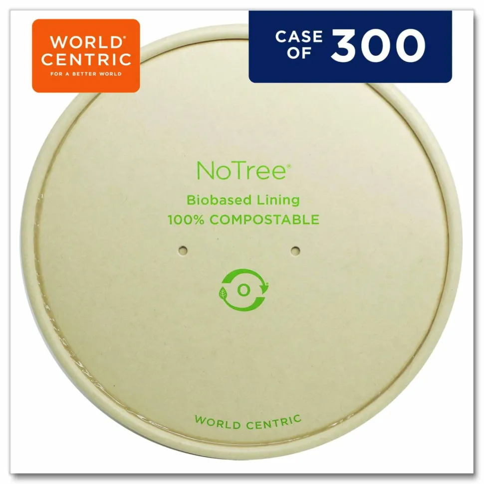 World Centric Paper Lids for Bowls. 5.9" Diameter, Natural, 300/Carton