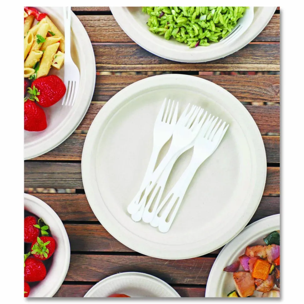 World Centric Fiber Plates, 9" dia, Natural, 20/Pack