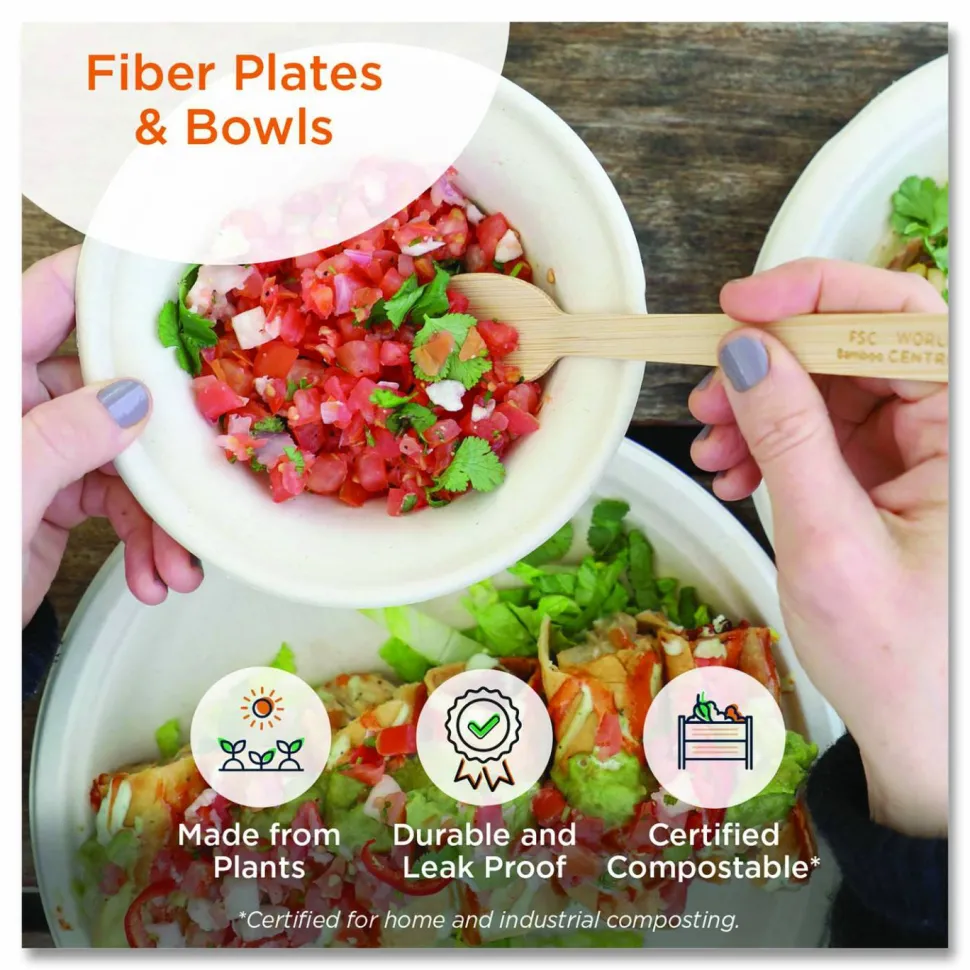 World Centric Fiber Plates, 6" dia, Natural, 20/Pack