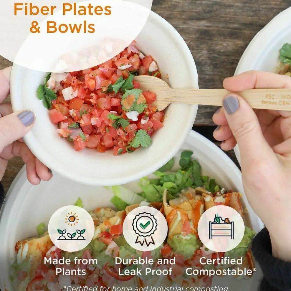 World Centric Fiber Plates, Paper, 10" dia, Natural, 700/Carton