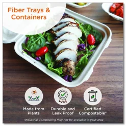 World Centric Laminated Fiber Meat and Produce Trays, PLA Lined, PFAS Free, 9.1 x 7.1 x 0.7, Natural, Paper, 500/Carton