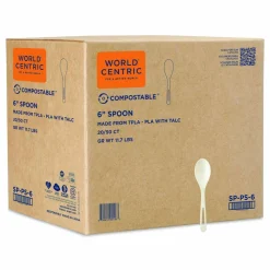 World Centric TPLA Bulk Cutlery, Spoon, Plastic, Light Beige, 1,000/Carton